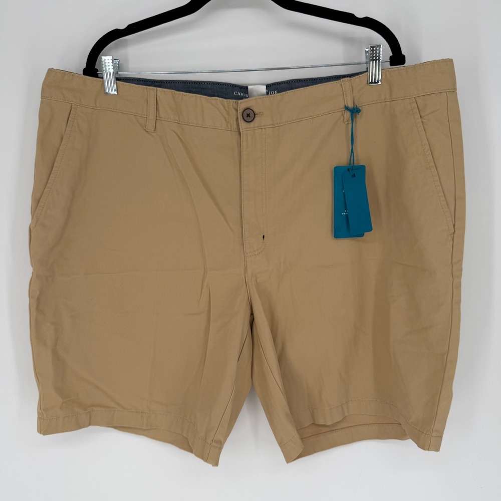 CARIBBEAN JOE KHAKI FLAT FRONT CHINO RESORT SHORTS NWT SZ 42 SAND COASTAL RESORT